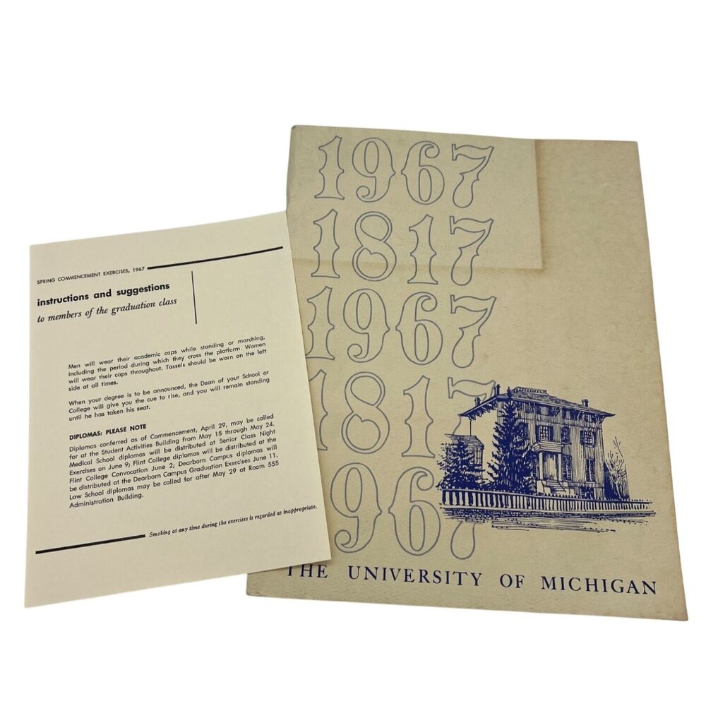 1967 Univ of Michigan Graduation Program w/ Insert - Michigan Stadium